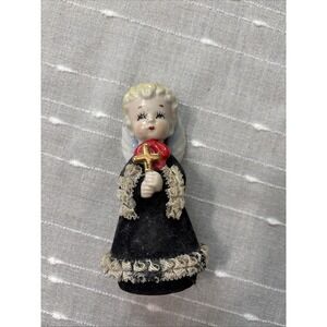 VTG 2 1950's Dickson Felt & Lace Finish Candle & Cross Made in Japan Angel